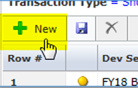 In the Millennium program, the user's cursor hovers over the highlighted "New" button. There is a green plus sign next to "New".